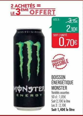 Match Boisson énergétique Monster offre