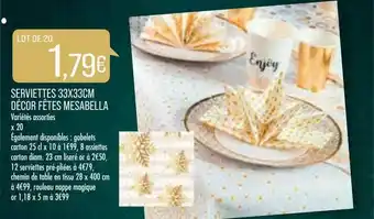 Serviettes 33 X 33 Cm Décor Fêtes Mesabella