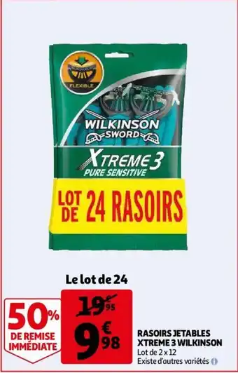 Auchan Rasoirs Jetables Xtreme 3 Wilkinson offre