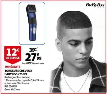 Auchan Tondeuse cheveux Babyliss 7756PE offre