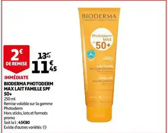 Auchan Bioderma Photoderm Max Lait Famille SPF offre