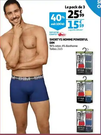 Auchan Shortys Homme Powerful Dim offre