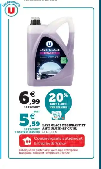 Super U Lave Glace Degivrant Et Anti Pluie -25 C U 5L offre