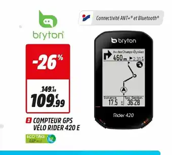 Intersport Compteur GPS Vélo Ride 420 E offre