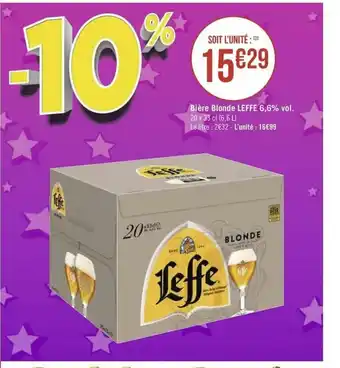 Géant Casino Biére Blonde Leffe 6,6% Vol. offre