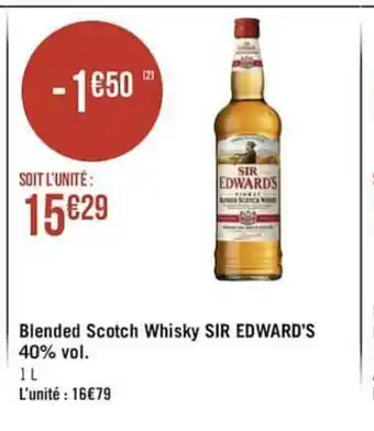 Géant Casino Blended Scotch Whisky Sir Edward's 40% Vol. offre