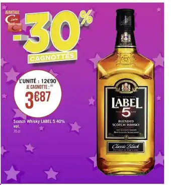 Géant Casino Scotch Whisky Label 5 40 % Vol. offre