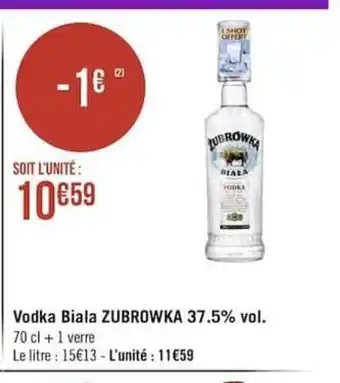 Géant Casino Vodka Biala Zubrowka 37.5% Vol. offre