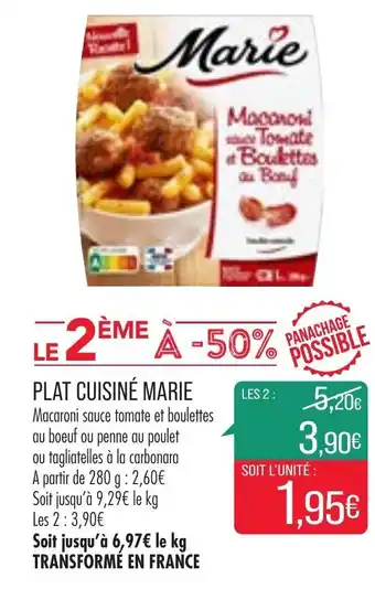 Match Plat cuisiné Marie offre