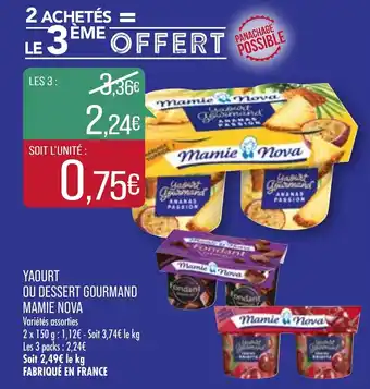 Match Yaourt ou Dessert Gourmand offre