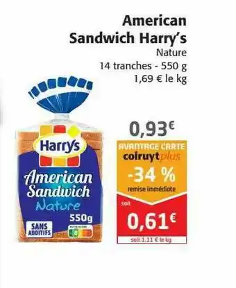 Colruyt American Sandwich Harry's offre