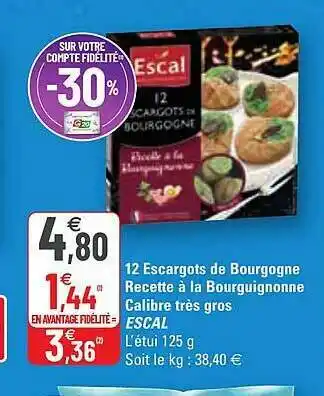 G20 12 Escargots De Bourgogne Recette à La Bourguignonne Calibre Très Gros Escal offre