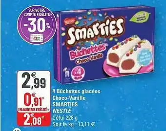 G20 4 Bûchettes Glacées Choco-vanille Smarties Nestlé offre