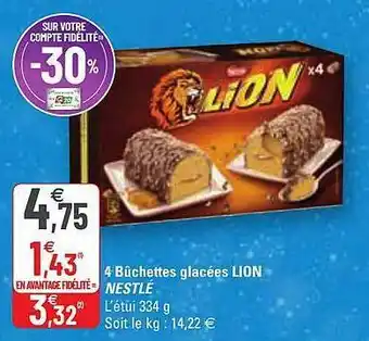 G20 4 Bûchettes Glacées Lion Nestlé offre