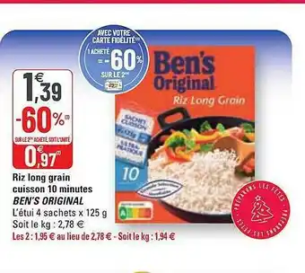 Riz Long Grain Cuisson 10 Minutes Ben's Original