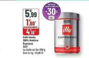G20 Café Moulu 100% Arabica Espresso Illy offre
