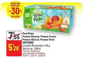 G20 Pom'potes Pomme Banane, Pomme Fraise, Pomme Abricot, Pomme Poire Materne offre
