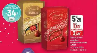 G20 Boules Lindor Assorties Ou Chocolat Au Lait Lindt offre