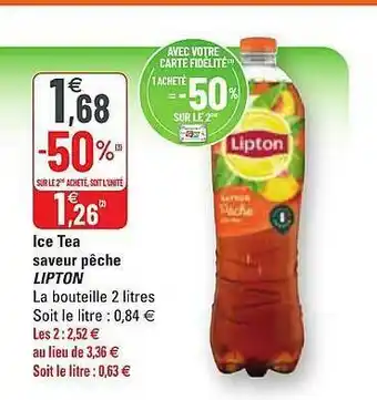 G20 Ice Tea Saveur Pêche Lipton offre
