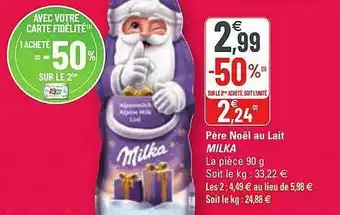 G20 Père Noël Au Lait Milka offre