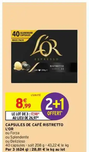 Intermarché Express Capsules De Café Ristretto L'or offre