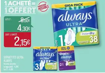 Match Serviettes Ultra Always offre