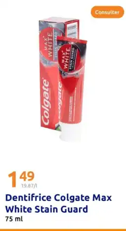 Action Dentifrice Colgate Max White Stain Guard offre