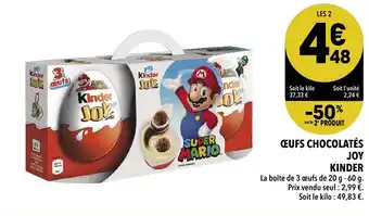 Supeco Œufs chocolatés joy kinder offre