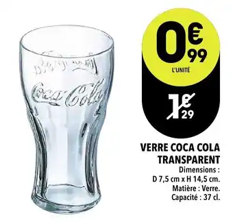 Supeco Verre coca cola transparent offre