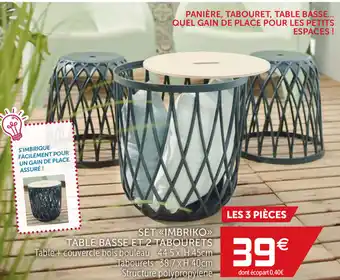 Gifi Table basse et 2 tabourets offre