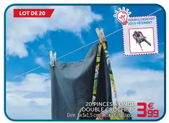 Gifi 20 pinces a linge double crochets offre