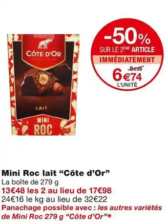 Monoprix Côte d’or mini roc lait offre