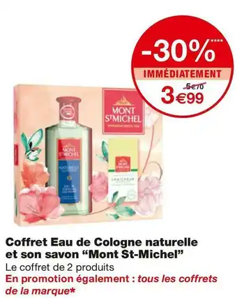 Monoprix Mont st-michel coffret eau de cologne naturelle et son savon offre