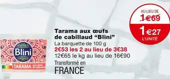 Monoprix Blini tarama aux œufs de cabillaud “blini” offre