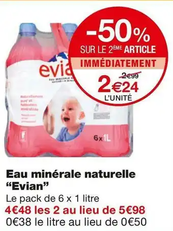 Monoprix Evian eau minérale naturelle offre