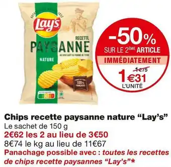 Monoprix Lay's chips recette paysanne nature offre