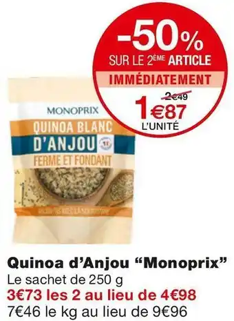 Monoprix Monoprix quinoa d’anjou monoprix offre