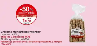 Monoprix Florelli gressins multigraines offre