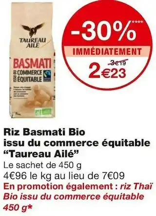 Monoprix Taureau ailé riz basmati bio issu du commerce équitable offre