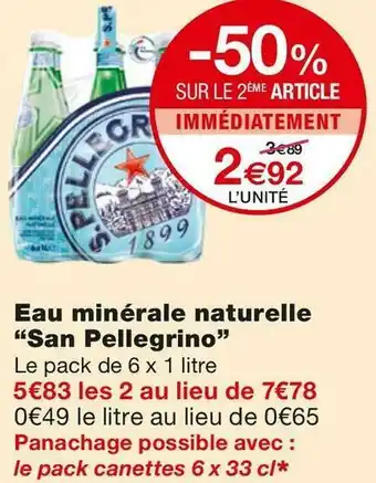 Monoprix San pellegrino eau minérale naturelle offre