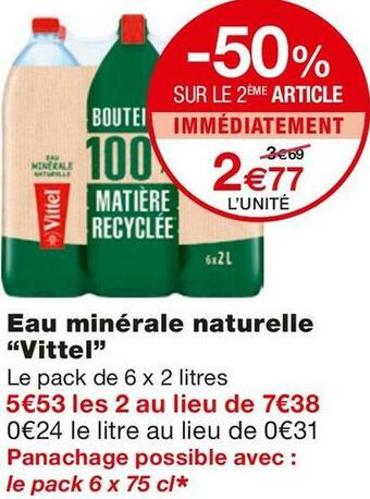 Monoprix Vittel eau minérale naturelle offre