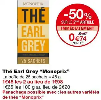 Monoprix Monoprix thé earl grey offre