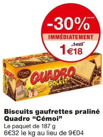 Cémoi biscuits gaufrettes praliné quadro