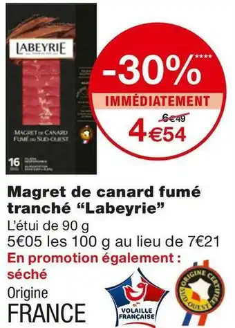 Monoprix Labeyrie magret de canard fumé tranché offre