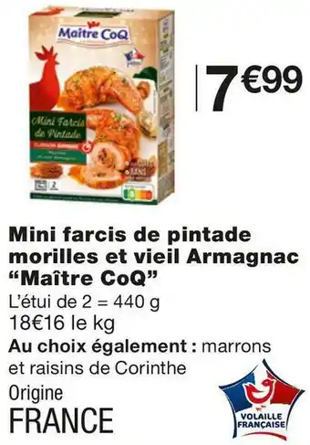 Maître coq mini farcis de pintade morilles et vieil armagnac