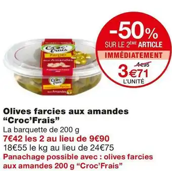 Monoprix Croc’frais olives farcies aux amandes offre