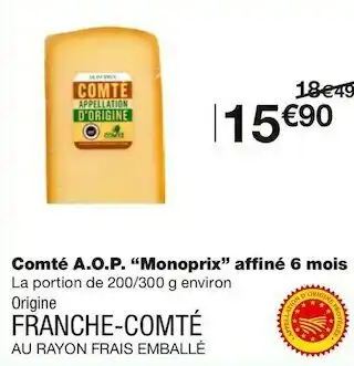 Monoprix comté a.o.p. affiné 6 mois