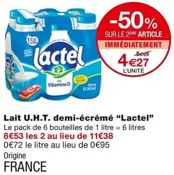 Monoprix Lactel lait u.h.t. demi-écrémé offre