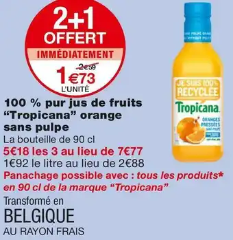 Tropicana 100 % pur jus de fruits orange sans pulpe