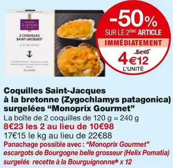 Monoprix gourmet coquilles saint-jacques à la bretonne (zygochlamys patagonica) surgelées